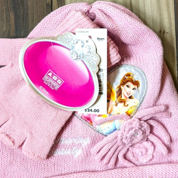 NWT Disney Princess Girls NINAS Gloves Hat Set Fingerless Mittens & Hat … - Picture 4 of 7